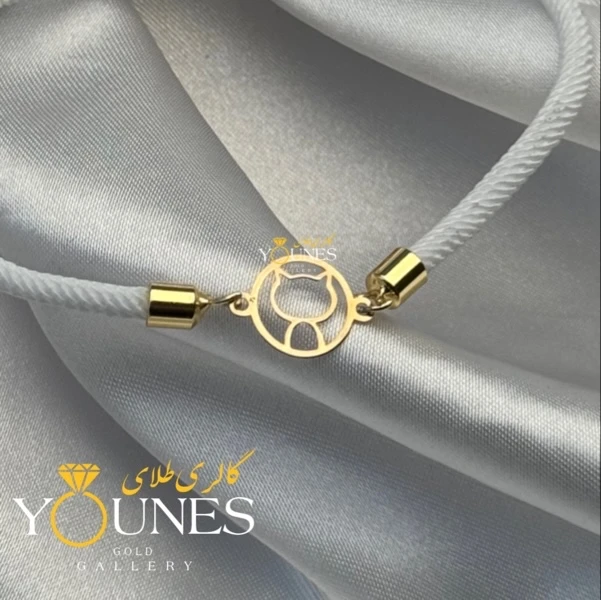 دستبند گربه دایره ای طلا لیزری